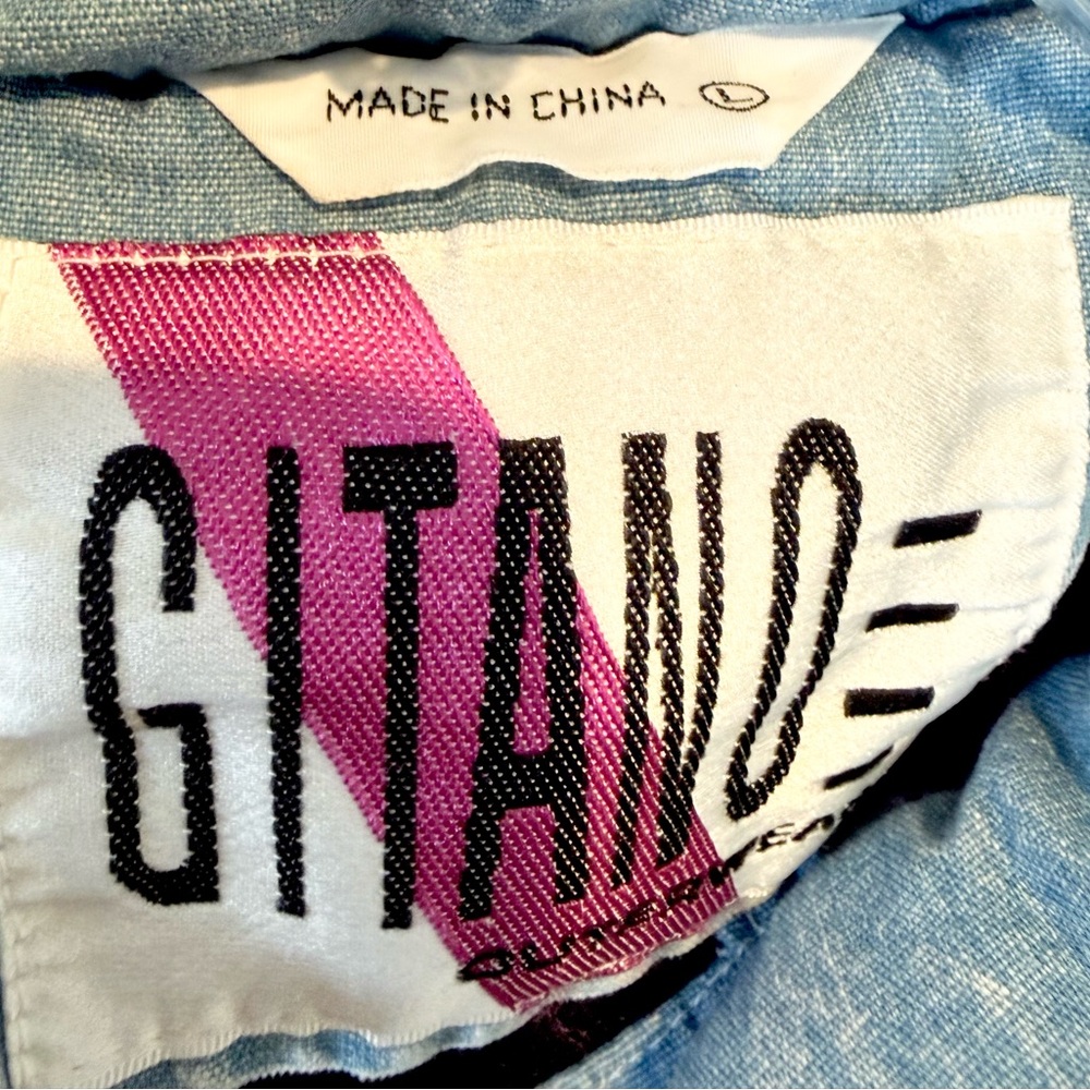 Vintage Retro 80’s Gitano Acid Washed Denim Outerwear Oversized Coat Sz L - Picture 5 of 6
